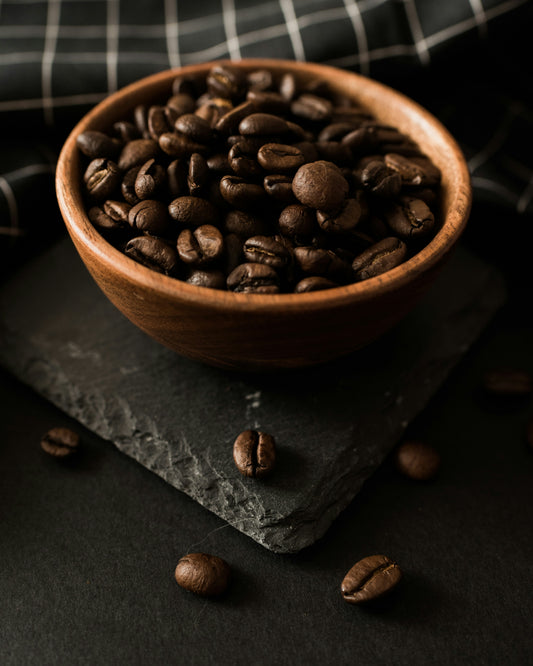 Dark roasted coffee beans 